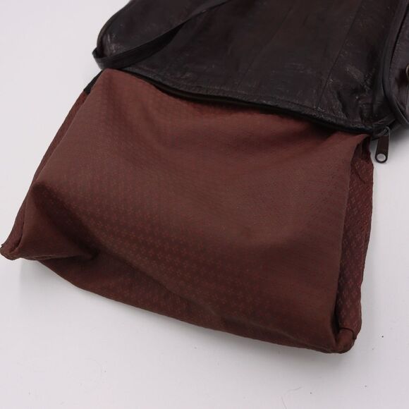 Vintage Brown Eel Skin Leather Purse 70s 80s Soft Shoulder Crossbody Bag - Picture 15 of 16